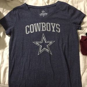 Blue v neck cowboys shirt